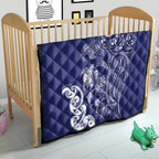New Zealand Sea Animals with Maori Tribal Tattoo Quilt Blue Color
