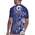 New Zealand Sea Animals with Maori Tribal Tattoo Rugby Jersey Blue Color