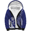 New Zealand Sea Animals with Maori Tribal Tattoo Sherpa Hoodie Blue Color
