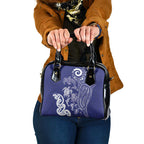 New Zealand Sea Animals with Maori Tribal Tattoo Shoulder Handbag Blue Color
