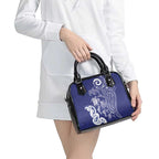 New Zealand Sea Animals with Maori Tribal Tattoo Shoulder Handbag Blue Color