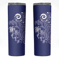 New Zealand Sea Animals with Maori Tribal Tattoo Skinny Tumbler Blue Color