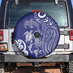 New Zealand Sea Animals with Maori Tribal Tattoo Spare Tire Cover Blue Color