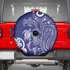 New Zealand Sea Animals with Maori Tribal Tattoo Spare Tire Cover Blue Color