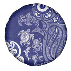 New Zealand Sea Animals with Maori Tribal Tattoo Spare Tire Cover Blue Color