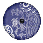 New Zealand Sea Animals with Maori Tribal Tattoo Spare Tire Cover Blue Color