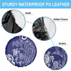 New Zealand Sea Animals with Maori Tribal Tattoo Spare Tire Cover Blue Color
