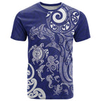 New Zealand Sea Animals with Maori Tribal Tattoo T Shirt Blue Color