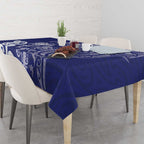 New Zealand Sea Animals with Maori Tribal Tattoo Tablecloth Blue Color