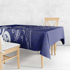 New Zealand Sea Animals with Maori Tribal Tattoo Tablecloth Blue Color