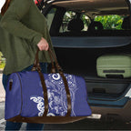 New Zealand Sea Animals with Maori Tribal Tattoo Travel Bag Blue Color