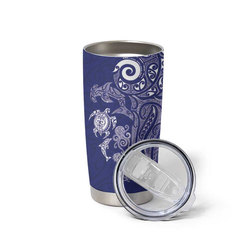 New Zealand Sea Animals with Maori Tribal Tattoo Tumbler Cup Blue Color