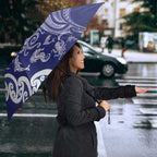 New Zealand Sea Animals with Maori Tribal Tattoo Umbrella Blue Color