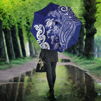 New Zealand Sea Animals with Maori Tribal Tattoo Umbrella Blue Color