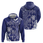 New Zealand Sea Animals with Maori Tribal Tattoo Zip Hoodie Blue Color