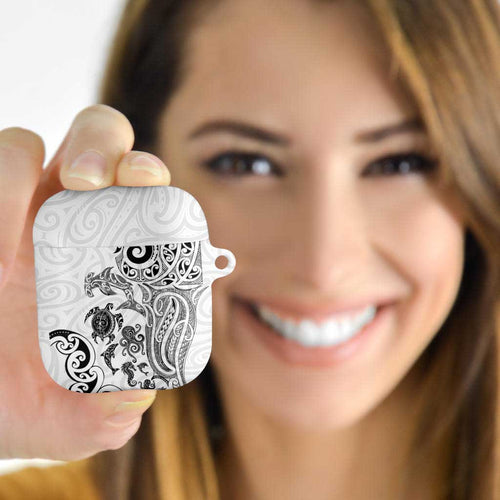 New Zealand Sea Animals with Maori Tribal Tattoo AirPods Case White Color