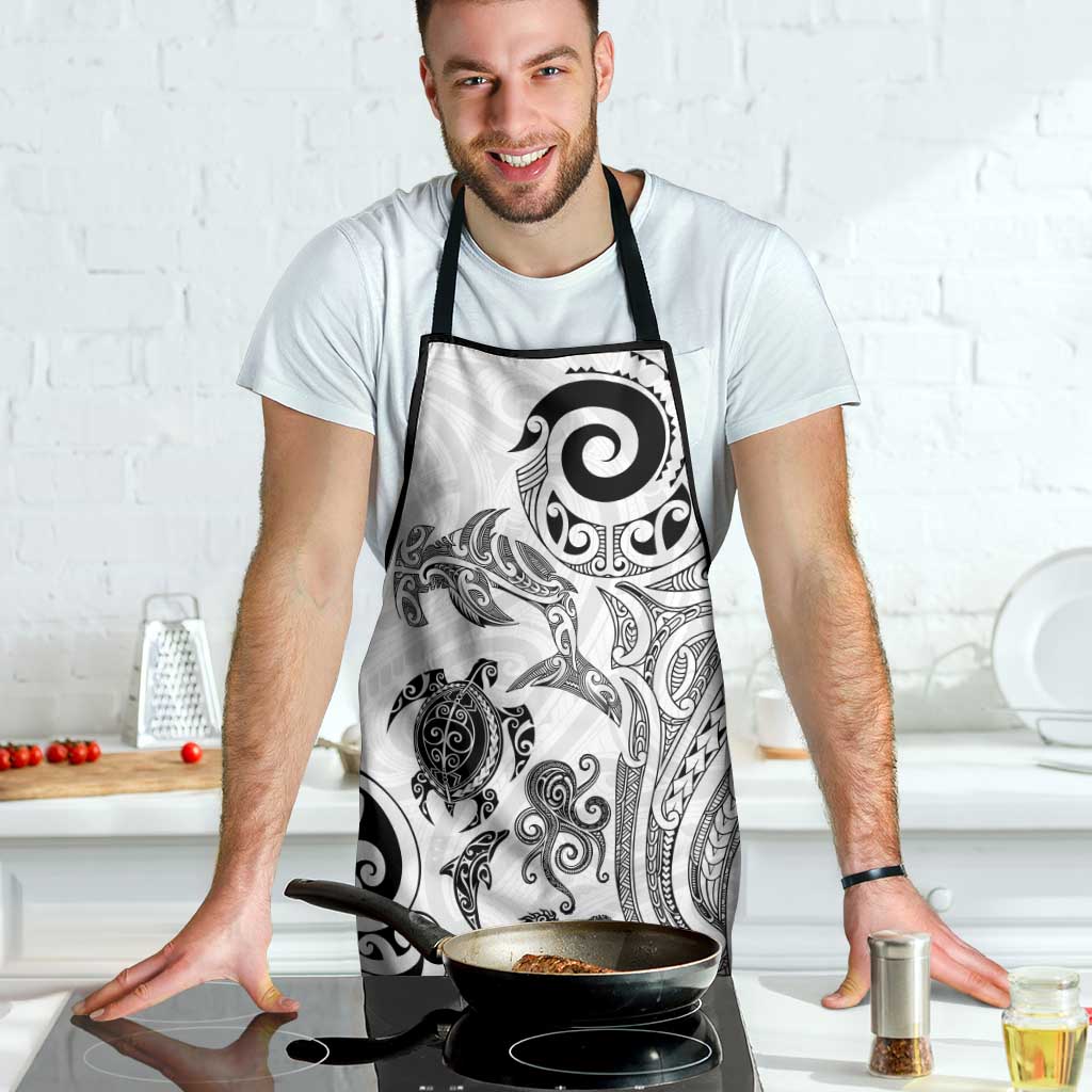 New Zealand Sea Animals with Maori Tribal Tattoo Apron White Color