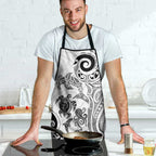 New Zealand Sea Animals with Maori Tribal Tattoo Apron White Color