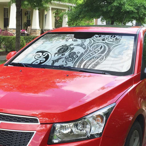 New Zealand Sea Animals with Maori Tribal Tattoo Auto Sun Shade White Color