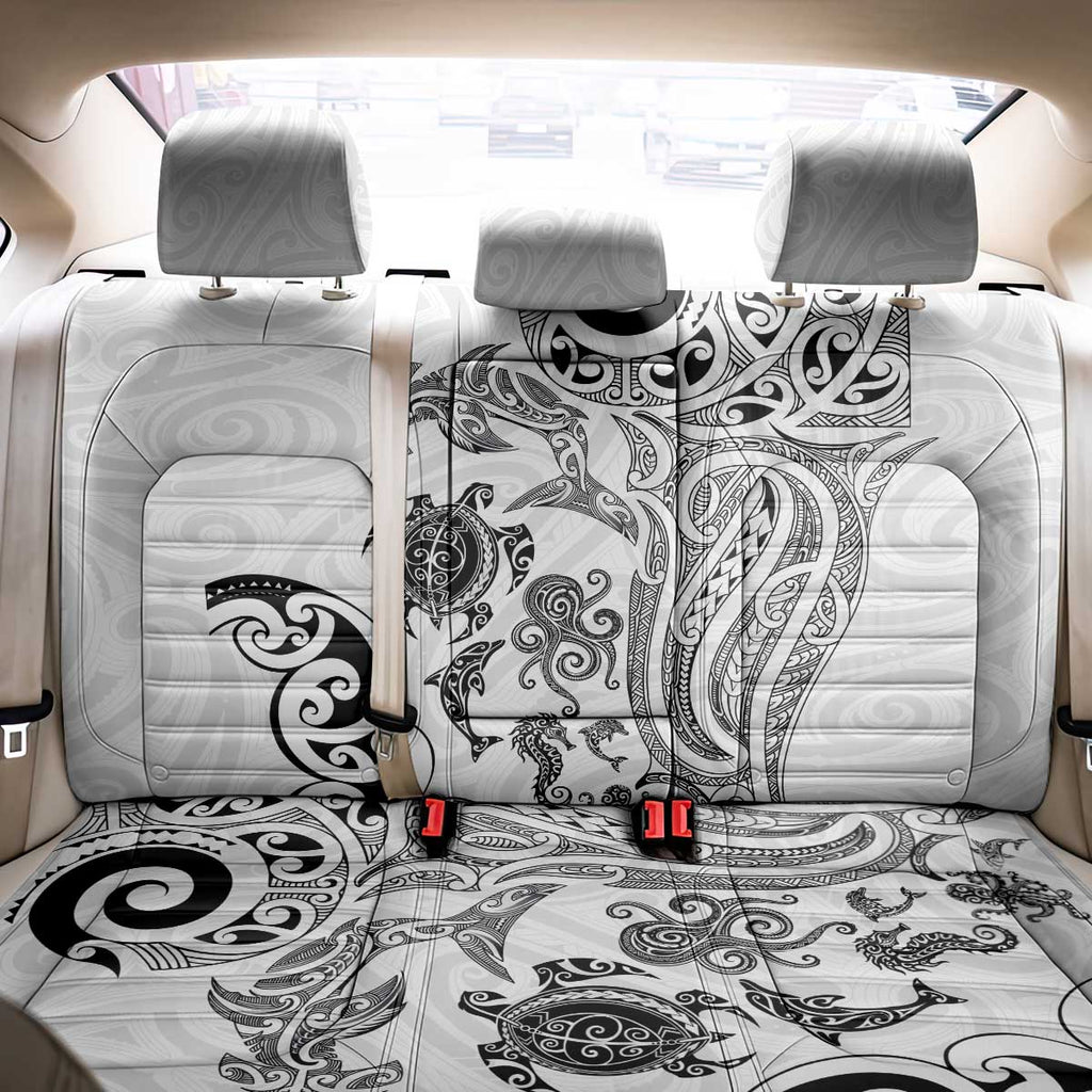 New Zealand Sea Animals with Maori Tribal Tattoo Back Car Seat Cover White Color