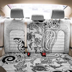 New Zealand Sea Animals with Maori Tribal Tattoo Back Car Seat Cover White Color