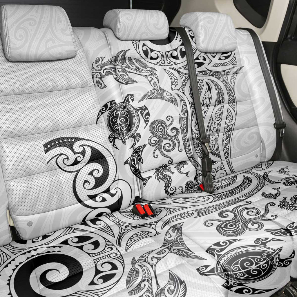 New Zealand Sea Animals with Maori Tribal Tattoo Back Car Seat Cover White Color