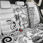New Zealand Sea Animals with Maori Tribal Tattoo Back Car Seat Cover White Color