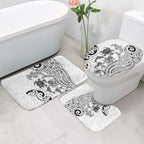 New Zealand Sea Animals with Maori Tribal Tattoo Bathroom Set White Color