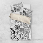 New Zealand Sea Animals with Maori Tribal Tattoo Bedding Set White Color