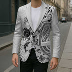 New Zealand Sea Animals with Maori Tribal Tattoo Blazer White Color
