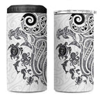 New Zealand Sea Animals with Maori Tribal Tattoo 4 in 1 Can Cooler Tumbler White Color
