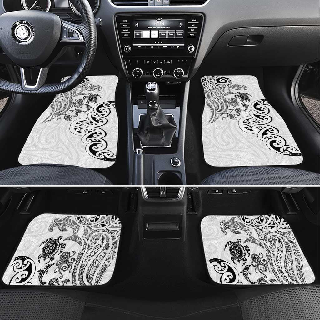 New Zealand Sea Animals with Maori Tribal Tattoo Car Mats White Color