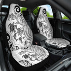 New Zealand Sea Animals with Maori Tribal Tattoo Car Seat Cover White Color