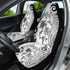 New Zealand Sea Animals with Maori Tribal Tattoo Car Seat Cover White Color