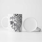 New Zealand Sea Animals with Maori Tribal Tattoo Ceramic Mug White Color