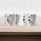 New Zealand Sea Animals with Maori Tribal Tattoo Ceramic Mug White Color