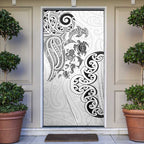 New Zealand Sea Animals with Maori Tribal Tattoo Door Cover White Color