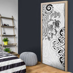 New Zealand Sea Animals with Maori Tribal Tattoo Door Cover White Color