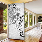 New Zealand Sea Animals with Maori Tribal Tattoo Door Cover White Color