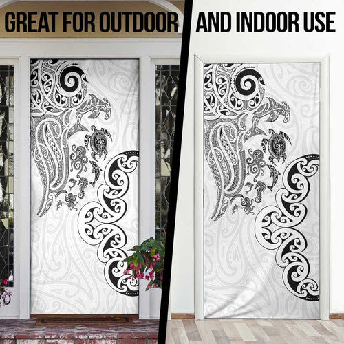 New Zealand Sea Animals with Maori Tribal Tattoo Door Cover White Color