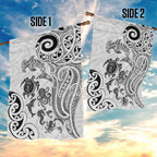 New Zealand Sea Animals with Maori Tribal Tattoo Garden Flag White Color