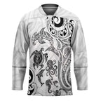 New Zealand Sea Animals with Maori Tribal Tattoo Hockey Jersey White Color