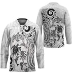 New Zealand Sea Animals with Maori Tribal Tattoo Hockey Jersey White Color