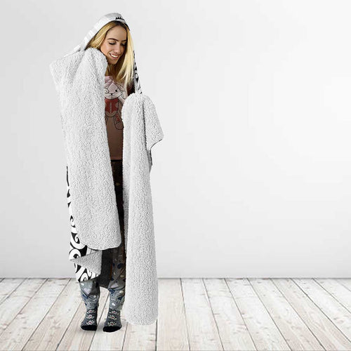 New Zealand Sea Animals with Maori Tribal Tattoo Hooded Blanket White Color