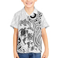 New Zealand Sea Animals with Maori Tribal Tattoo Kid Hawaiian Shirt White Color