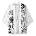 New Zealand Sea Animals with Maori Tribal Tattoo Kimono White Color