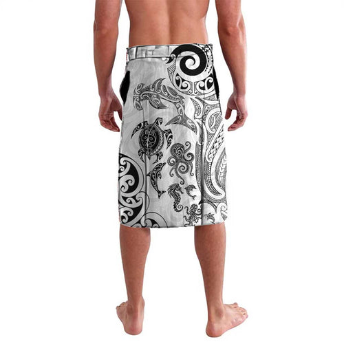 New Zealand Sea Animals with Maori Tribal Tattoo Lavalava White Color