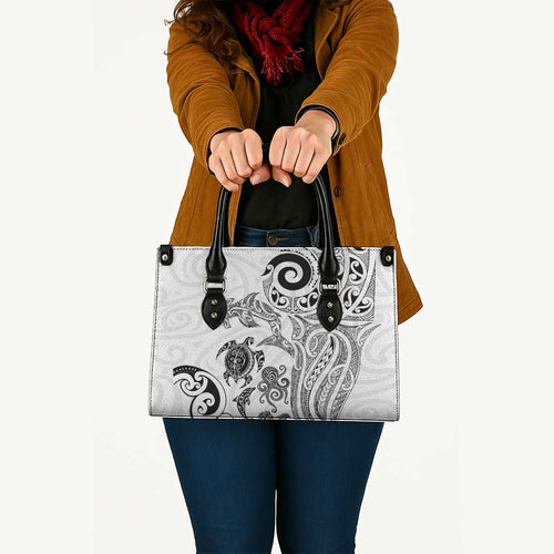 New Zealand Sea Animals with Maori Tribal Tattoo Leather Bag White Color