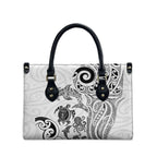 New Zealand Sea Animals with Maori Tribal Tattoo Leather Bag White Color