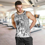 New Zealand Sea Animals with Maori Tribal Tattoo Men Tank Top White Color